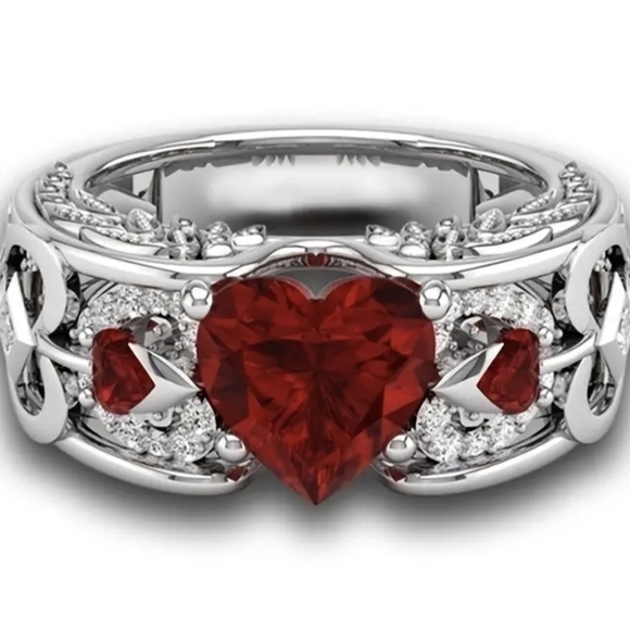 New Heart-Shaped Zircon Eternity Band Ring, T1B6F - Picture 1 of 4
